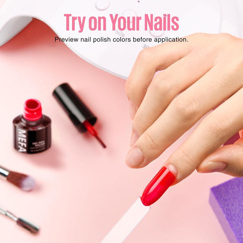 MEFA 100 Pcs Clear Nail Swatch Sticks with Ring and Numbered Tips, False Nail Sample Sticks for Nail Art Polish Color Practice Fan-shaped Display - Image 4